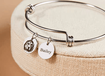 Custom Pet Double Pendant Engraved Bracelet