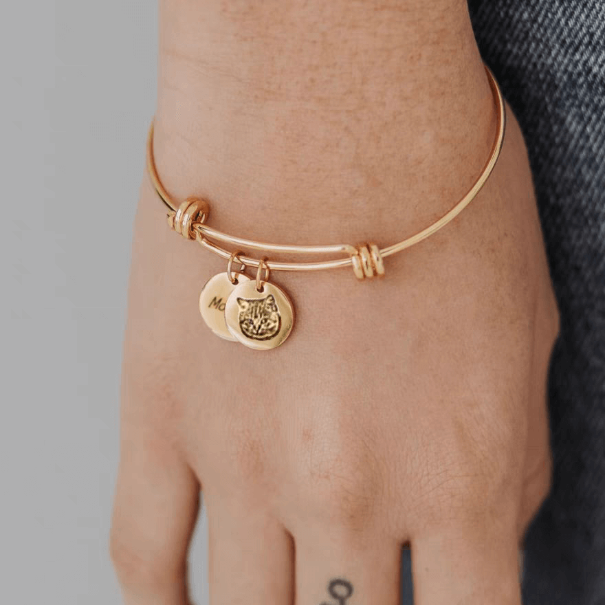 Custom Pet Double Pendant Engraved Bracelet
