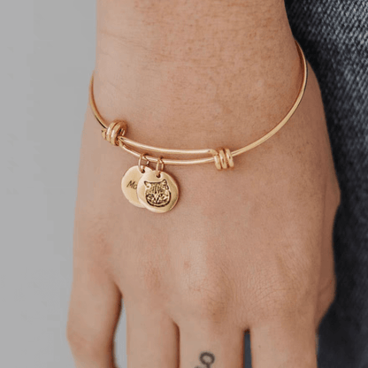 Custom Pet Double Pendant Engraved Bracelet