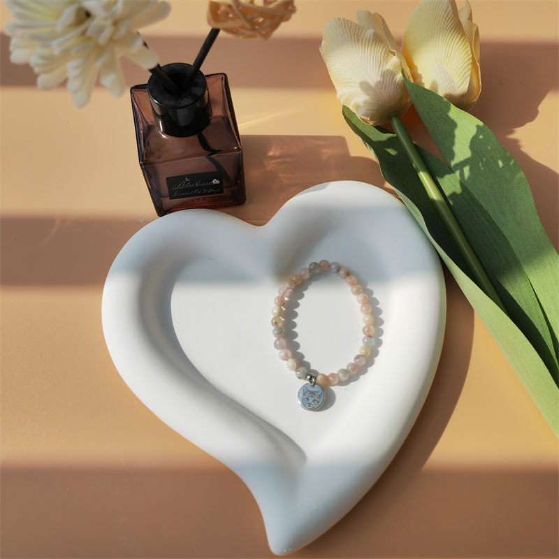Real Sakura Agate Energy Bracelet (Personalized Pet Portrait)