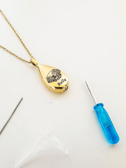 Custom Pet Face Mini Perfume Bottle Necklace™ with Memorial Fur ( Ashes )