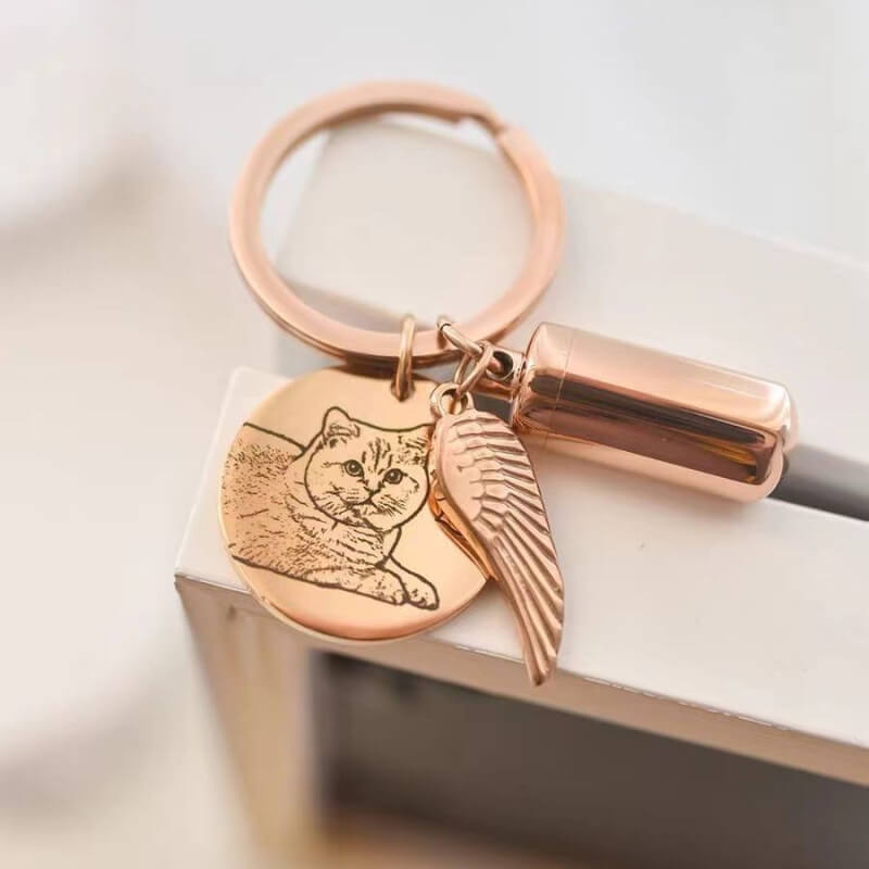Pet Memorial Keychain with Ash Capsule