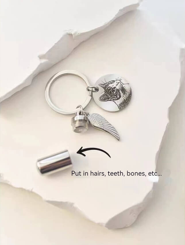 Pet Memorial Keychain with Ash Capsule