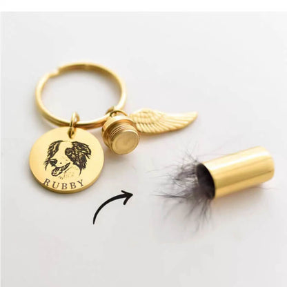 Pet Memorial Keychain with Ash Capsule