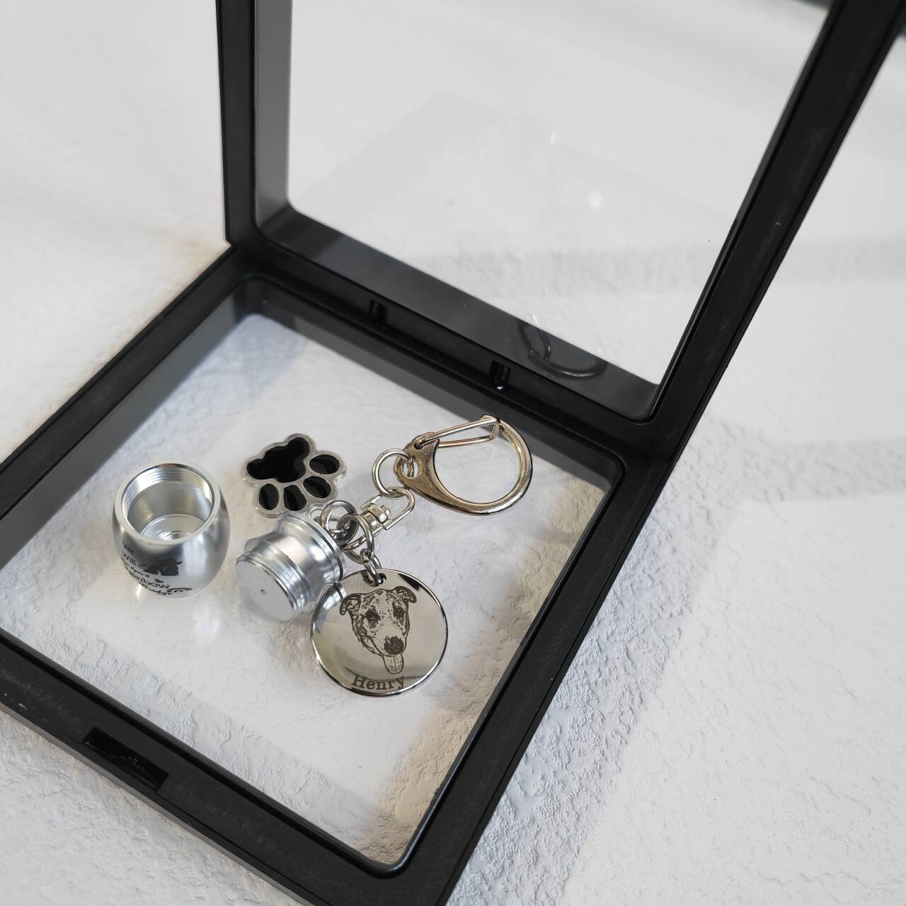 Custom Pet Memorial Keychain with Ash Capsule